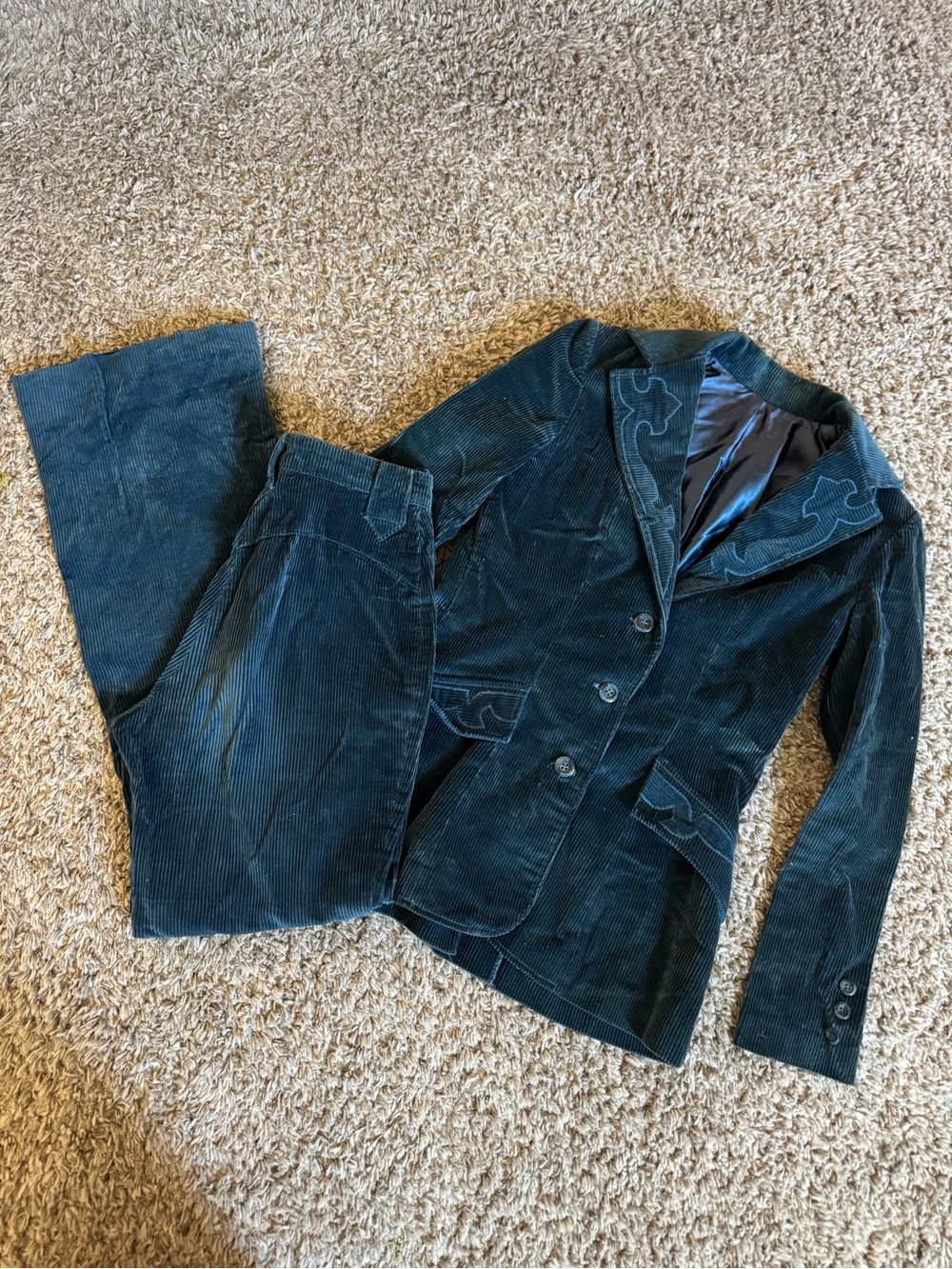 VTG. Panhandle Slim Teal Corduroy Jacket with Button Details